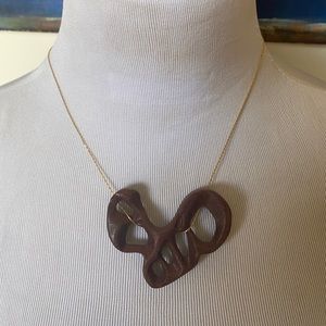 SOLD Wood and Gold Necklace- One of a Kind!